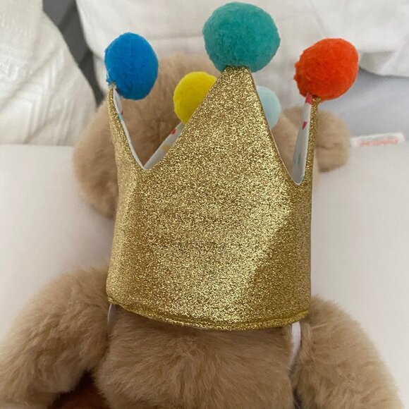 Pet Dog Cat Gold Crown with Pom Poms Party Hat - Picture 1 of 9